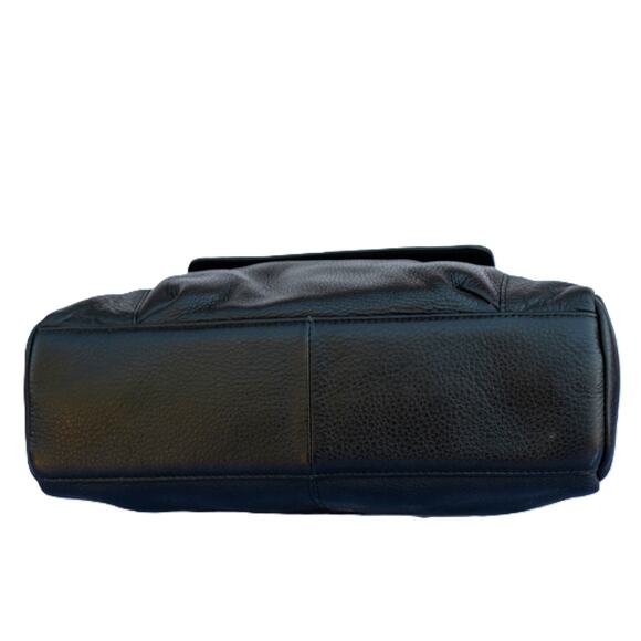 Women's Medium Shoulder Bag STONE MOUNTAIN Purse Black Genuine Leather Handbag - Picture 4 of 8